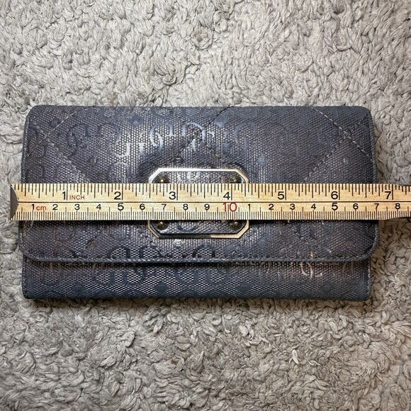 Guess Tri-Fold Faux Leather Wallet Charcoal Gray/Silver Monogram G‎ - Picture 3 of 16